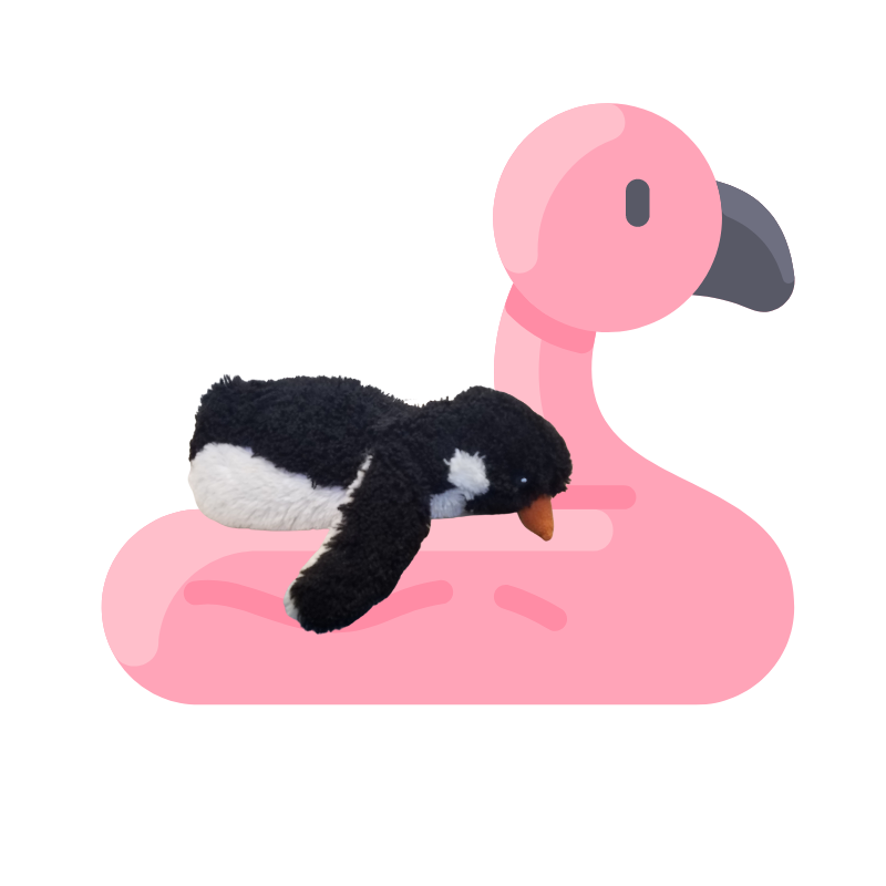 Pingouin en peluche sur une bouée